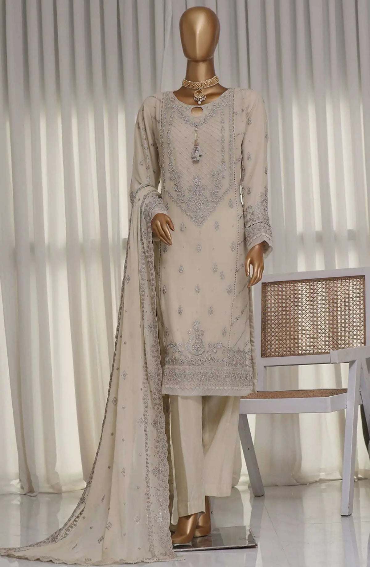 HZ RTW Fasaane Embroidered Chiffon Formals Vol 07 - HZK 167 APPLE GREEN