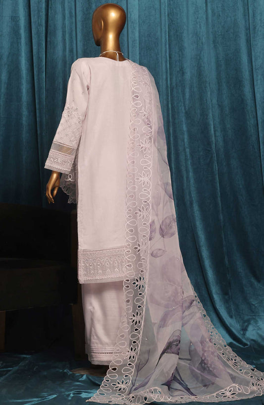 Falsafaa by HZ Textile Embroidered Organza Stitched 3 Piece - HZK 198 Lilac - HZ25FF - Lilac - Festive Collection