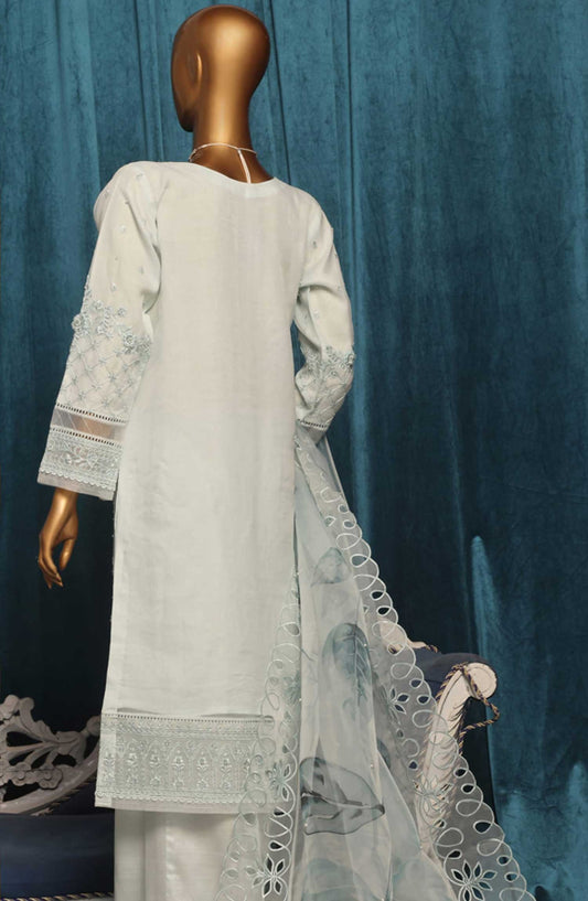 Falsafaa by HZ Textile Embroidered Organza Stitched 3 Piece - HZK 198 Sky Blue - HZ25FF - Sky Blue - Festive Collection