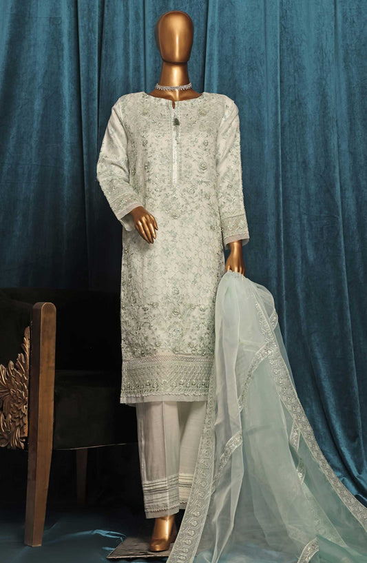 Falsafaa by HZ Textile Embroidered Organza Stitched 3 Piece - HZK 199 Light Green - HZ25FF - Green - Festive Collection