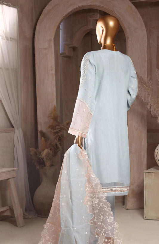 HZ RTW Falsafaa Formals Embroidered Organza Collection Vol 02 - HZK 92 BLUE