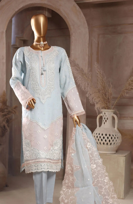 HZ RTW Falsafaa Formals Embroidered Organza Collection Vol 02 - HZK 92 BLUE