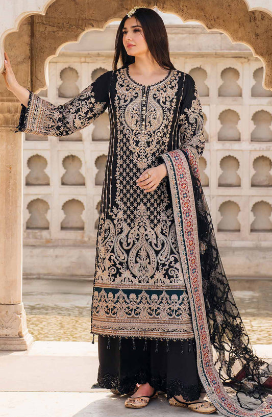 Meeras by Imrozia Embroidered Net Unstitched 3 Piece Suit - I-222 Aqiqa - IMP25MF - Black - Festive Collection