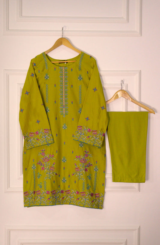 Intricate Embroidery by Amna Khadija Embroidered Lawn Stitched 2 Piece Suit - IE-10 - AK25IE - Green - Summer Collection