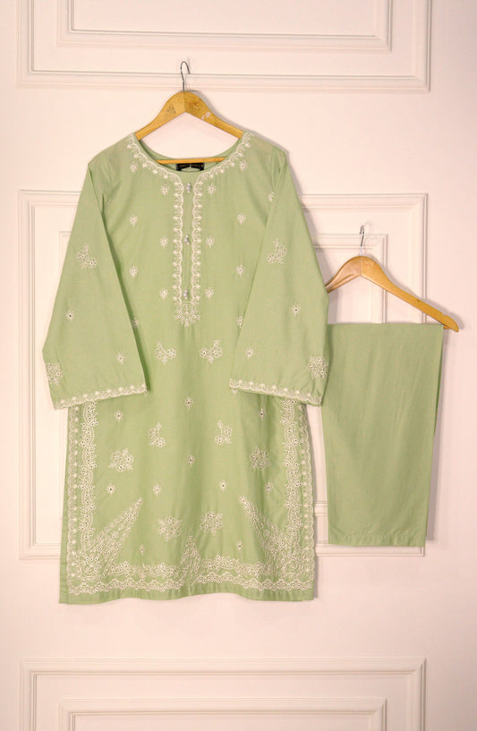 Intricate Embroidery by Amna Khadija Embroidered Lawn Stitched 2 Piece Suit - IE-11 - AK25IE - Green - Summer Collection
