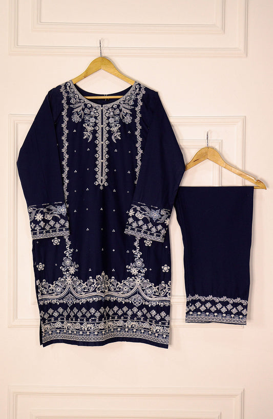 Intricate Embroidery by Amna Khadija Embroidered Lawn Stitched 2 Piece Suit - IE-16 - AK25IE - Blue - Summer Collection