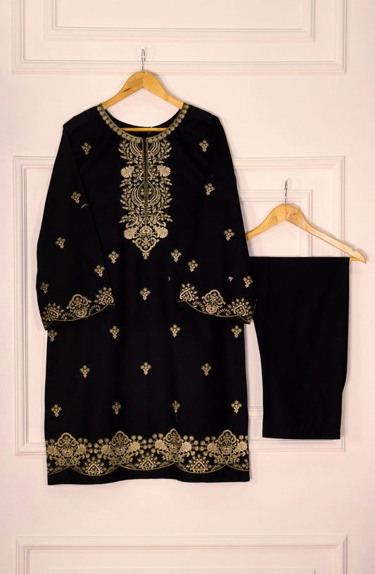 Intricate Embroidery by Amna Khadija Embroidered Lawn Stitched 2 Piece Suit - IE-2 - AK25IE - Black - Summer Collection