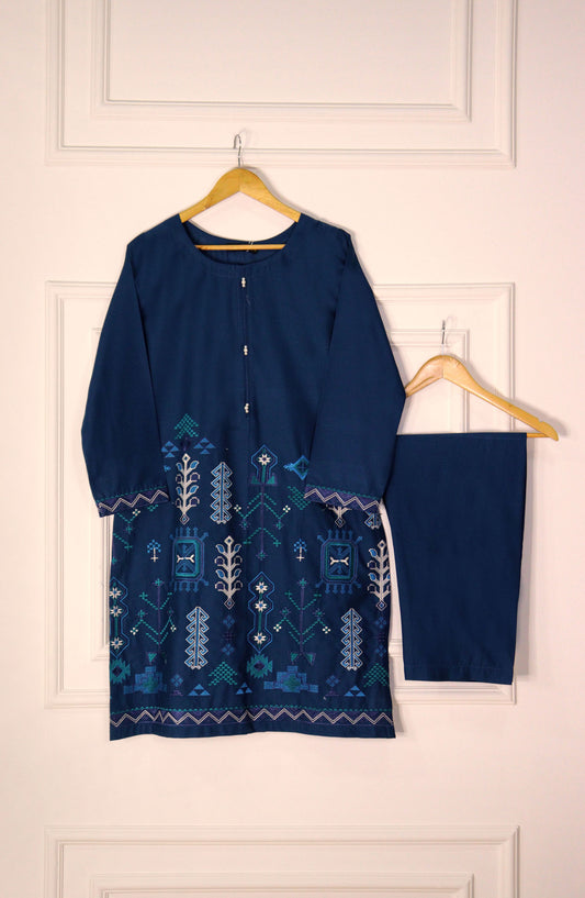 Intricate Embroidery by Amna Khadija Embroidered Lawn Stitched 2 Piece Suit - IE-4 - AK25IE - Blue - Summer Collection