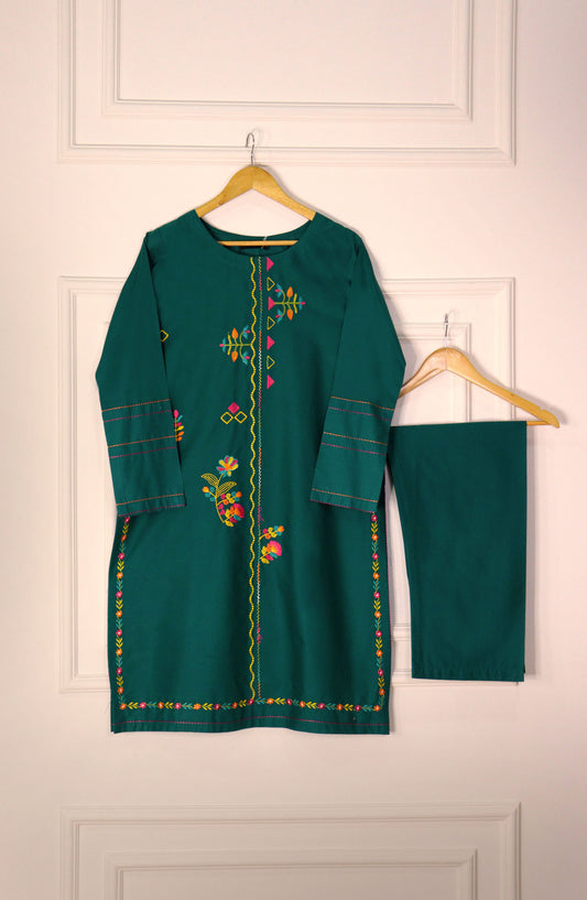 Intricate Embroidery by Amna Khadija Embroidered Lawn Stitched 2 Piece Suit - IE-5 - AK25IE - Sea Green - Summer Collection