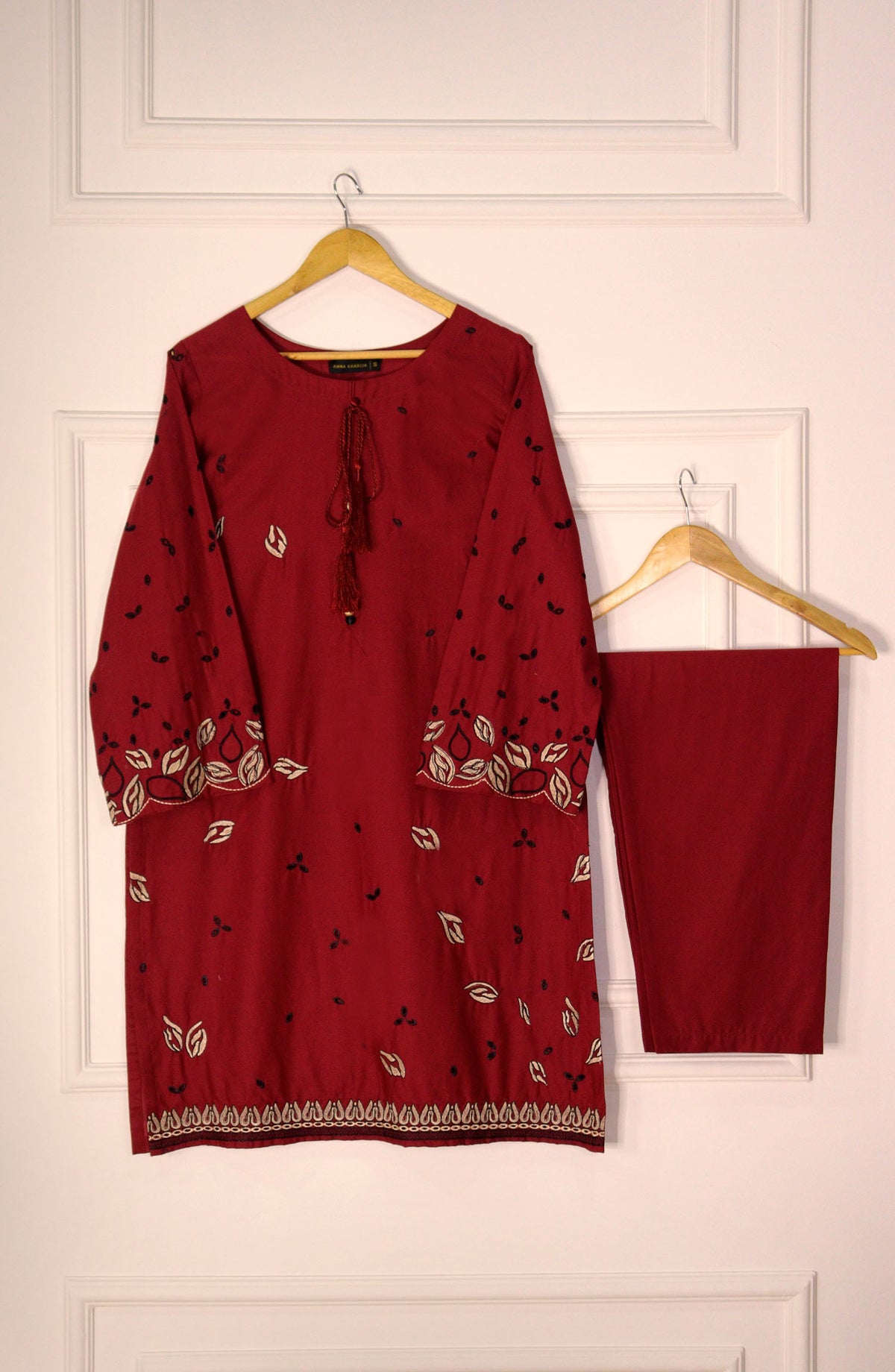Intricate Embroidery by Amna Khadija Embroidered Lawn Stitched 2 Piece Suit - IE-8 - AK25IE - Red - Summer Collection