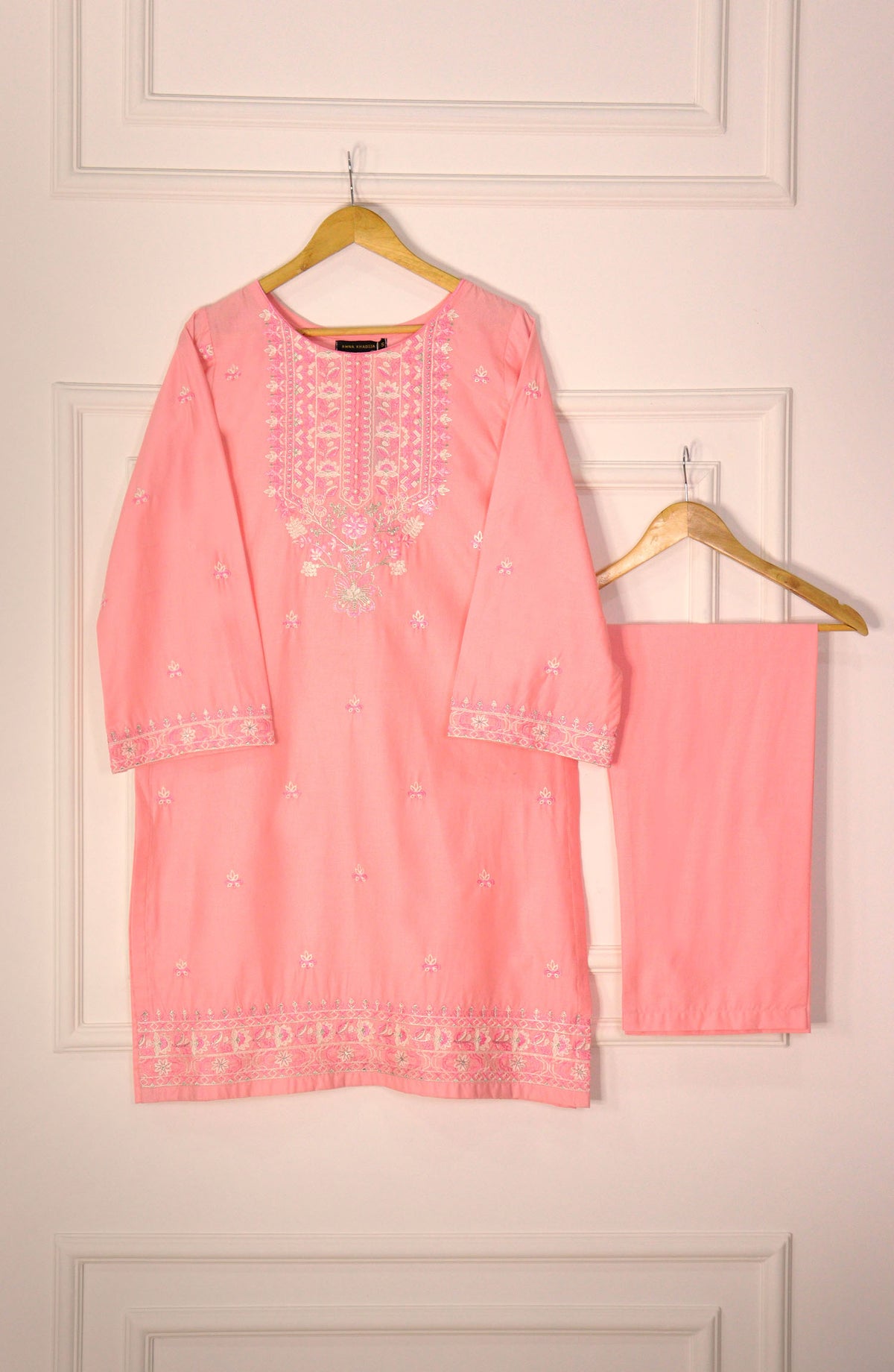 Intricate Embroidery by Amna Khadija Embroidered Lawn Stitched 2 Piece Suit - IE-9 - AK25IE - Pink - Summer Collection