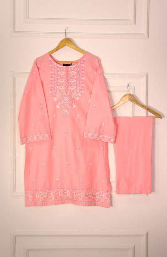 Intricate Embroidery by Amna Khadija Embroidered Lawn Stitched 2 Piece Suit - IE-9 - AK25IE - Pink - Summer Collection