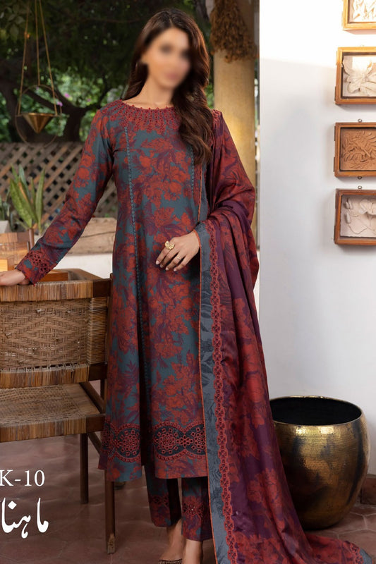 Jahan Ara Unstitched Winter Prints Collection - IJK 10 Mahnaz