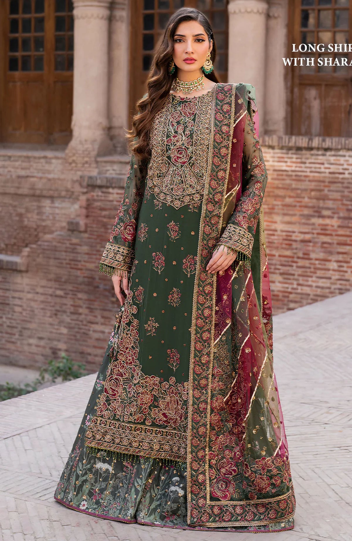 Iznik Embroidered Chiffon Unstitched 3 Piece Suit - ILC-01 - IZNK25LC - Green - Wedding Collection