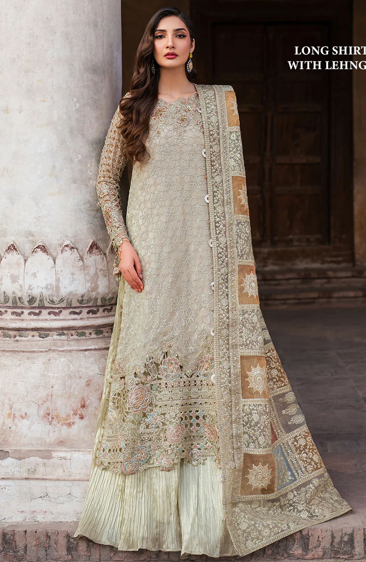 Iznik Embroidered Chiffon Unstitched 3 Piece Suit - ILC-02 - IZNK25LC - Beige - Wedding Collection