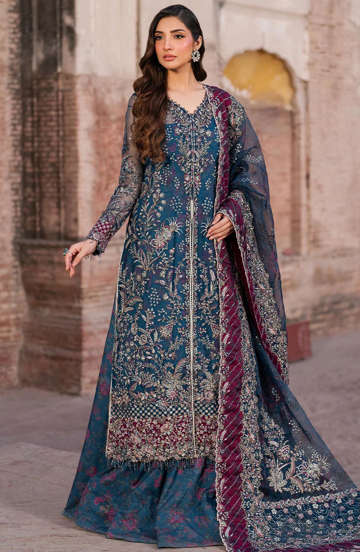 Iznik Embroidered Organza Unstitched 3 Piece Suit - ILC-03 - IZNK25LC - Blue - Wedding Collection