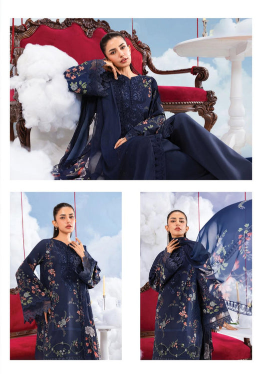 M Basics By Maria. B Unstitched 3 Piece Lawn Suite - MB-CUSV14-07B - MB26CUSV14 - Summer Collection D-14
