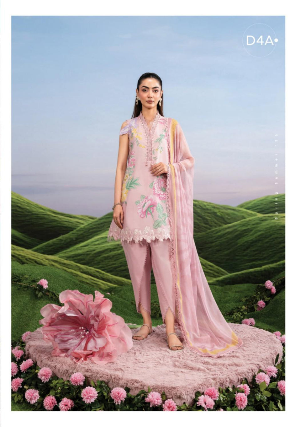 M Basics By Maria. B Unstitched 3 Piece Lawn Suite - MB-CUSV14-04A - MB26CUSV14 - Summer Collection D-7