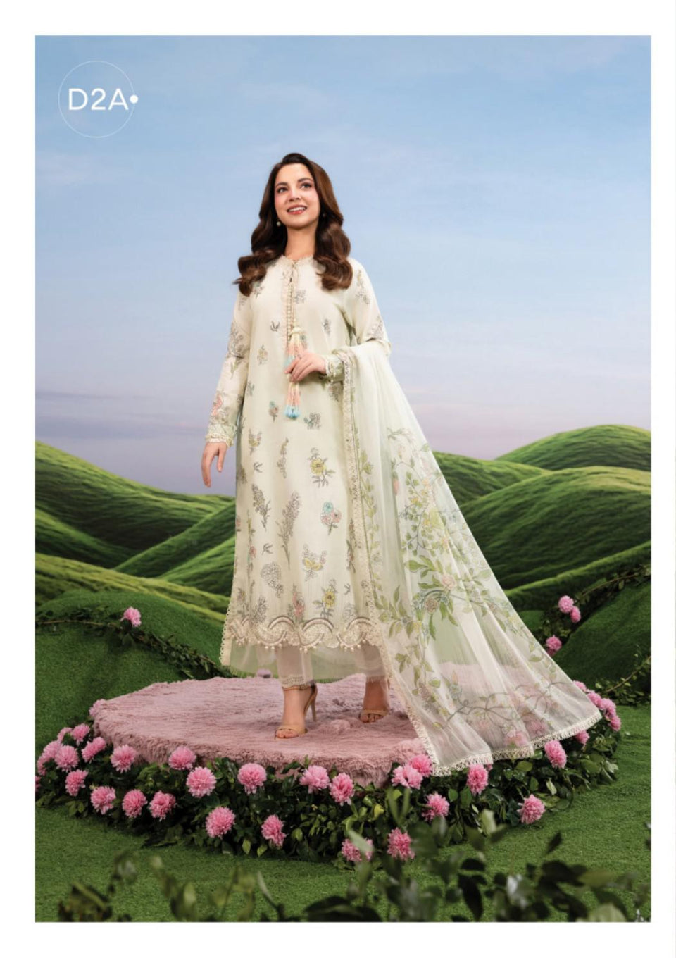 M Basics By Maria. B Unstitched 3 Piece Lawn Suite - MB-CUSV14-02A - MB26CUSV14 - Summer Collection D-3