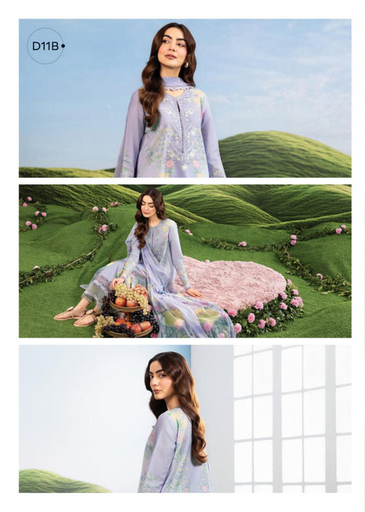 M Basics By Maria. B Unstitched 3 Piece Lawn Suite - MB-CUSV14-11B - MB26CUSV14 - Summer Collection D-22