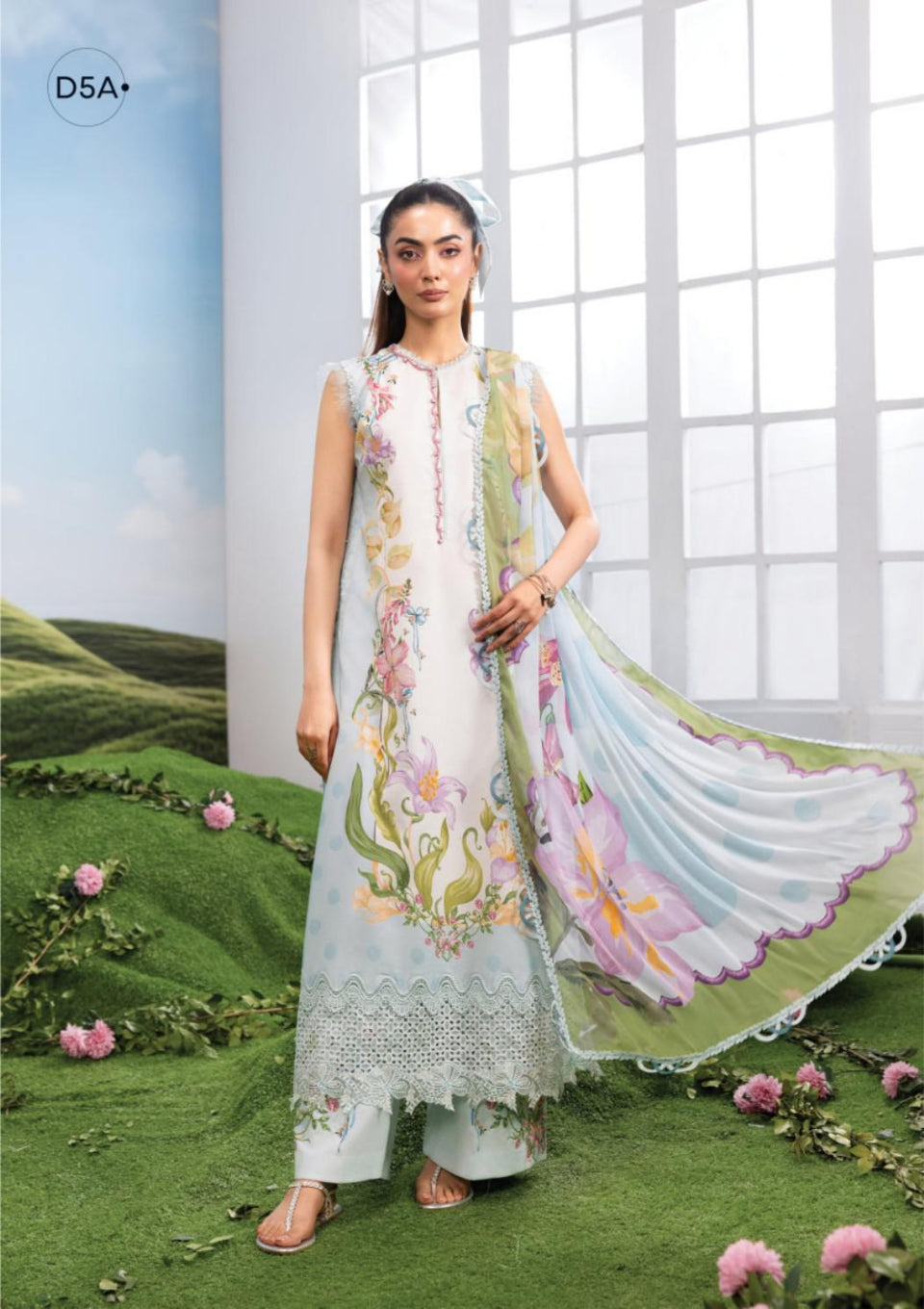 M Basics By Maria. B Unstitched 3 Piece Lawn Suite - MB-CUSV14-05A - MB26CUSV14 - Summer Collection D-9