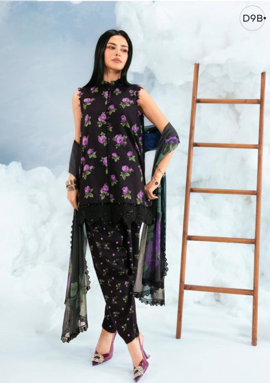 M Basics By Maria. B Unstitched 3 Piece Lawn Suite - MB-CUSV14-09B - MB26CUSV14 - Summer Collection D-18