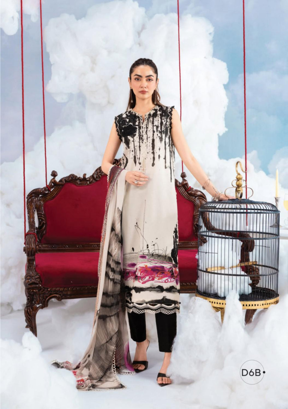 M Basics By Maria. B Unstitched 3 Piece Lawn Suite - MB-CUSV14-06B - MB26CUSV14 - Summer Collection D-12