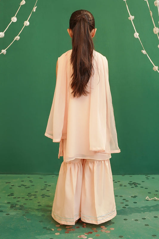 Ochre Festive Wear Chiffon Stitched 3 Piece - INCF-18 - Peach - Girls Collection