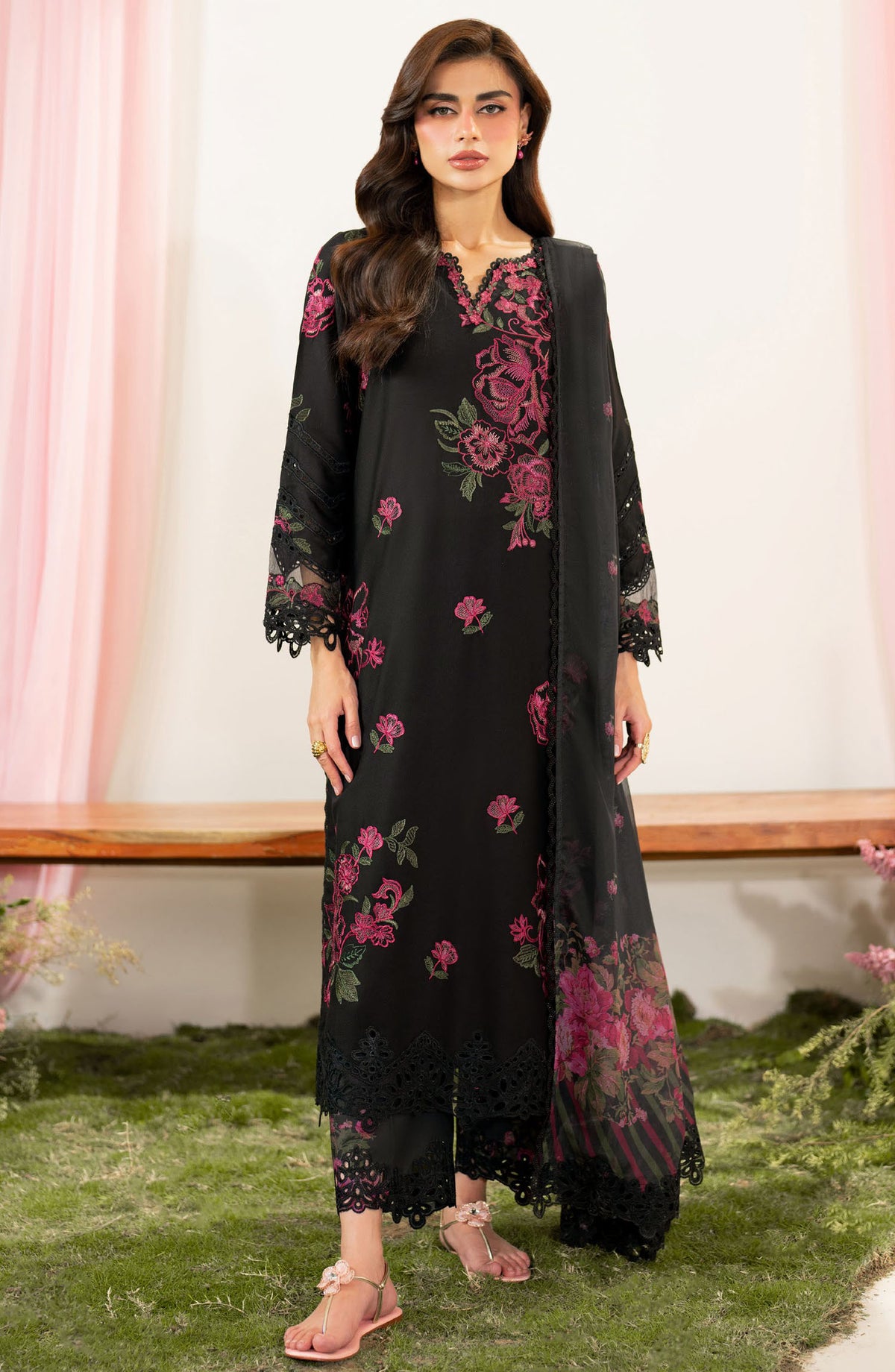 Iznik Embroidered Lawn Unstitched 3 Piece Suit - IFE-06 - IZNK25IFE - Black - Luxury Summer Collection