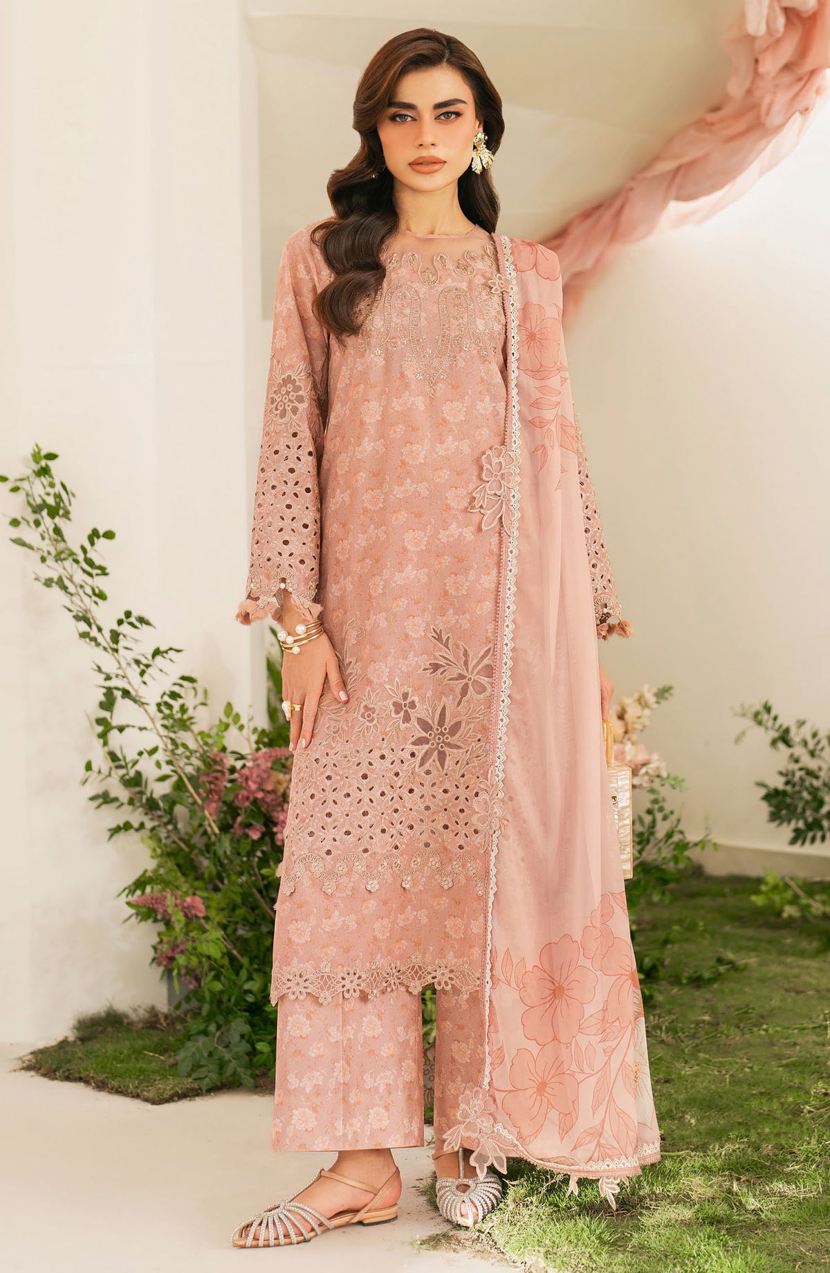 Iznik Embroidered Lawn Unstitched 3 Piece Suit - IFE-12 - IZNK25IFE - Pink - Luxury Summer Collection