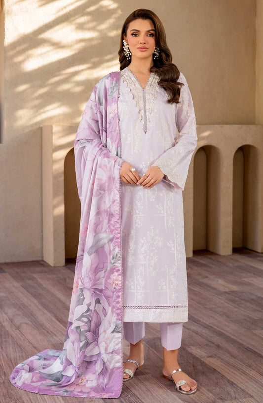 Zarif Embroidered Jacquard Stitched 3 Piece Suit - Jaisy - ZF25EL - Purple - Summer Collection