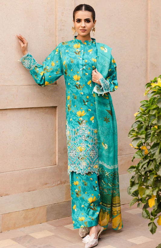 Rozina by Johra Embroidered Lawn Unstitched 3 Piece Suit - JH-123 - JH25REL - Sea Green - Summer Collection