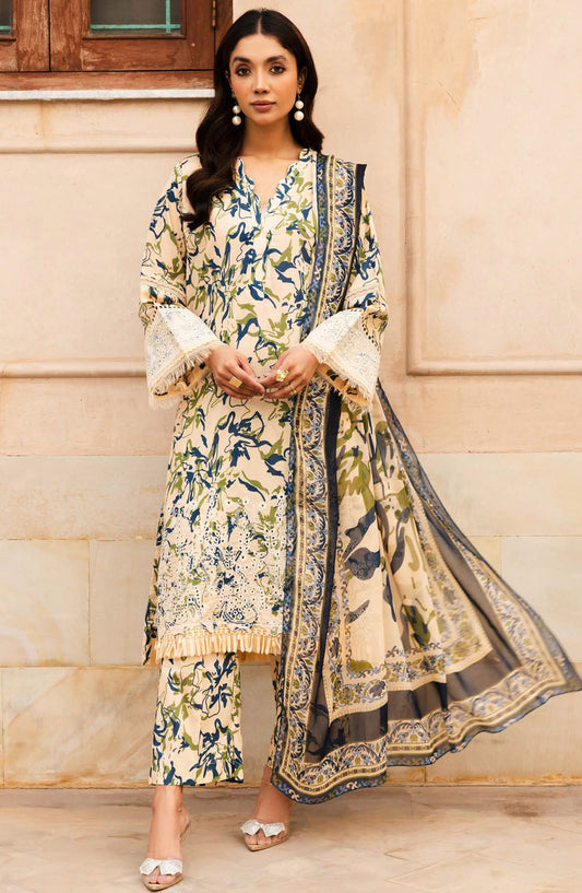 Rozina by Johra Embroidered Lawn Unstitched 3 Piece Suit - JH-127 - JH25REL - Off White - Summer Collection