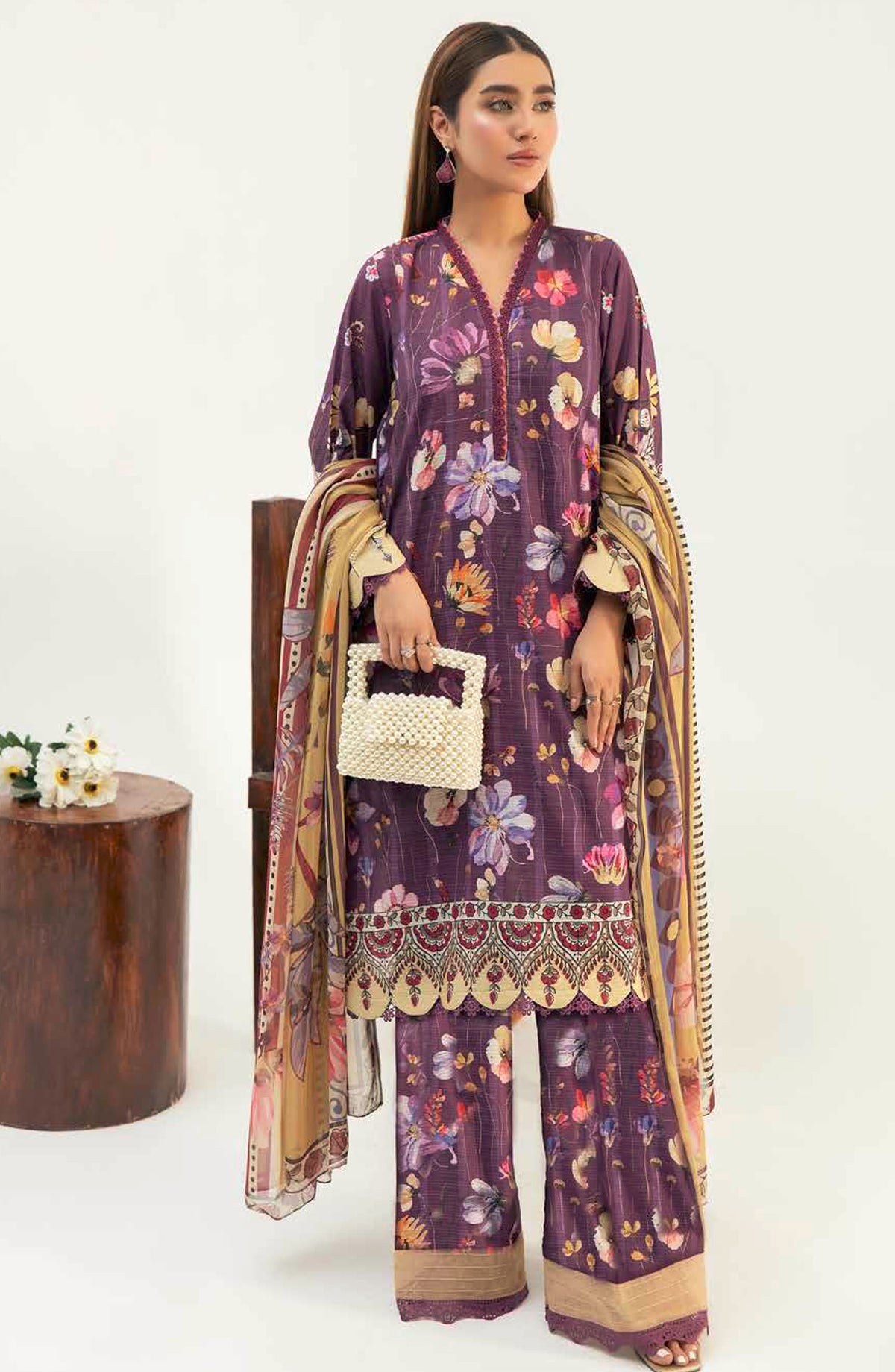 Nazik by Johra Printed Lawn Unstitched 3 Piece Suit - JH-14 - JH25NPL - Purple - Summer Collection