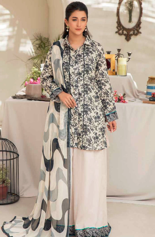 Nazik by Johra Printed Lawn Unstitched 3 Piece Suit - JH-15 - JH25NPL - White - Summer Collection