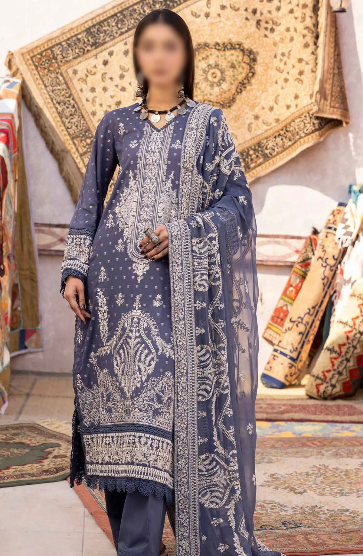 Johra Naqsh Embroidered Banarsi Jacquard Lawn Collection - JH 231