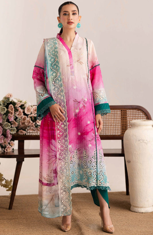 Sameel by Johra Embroidered Lawn Unstitched 3 Piece Suit - JH-250 - JH25SC - Pink - Summer Collection