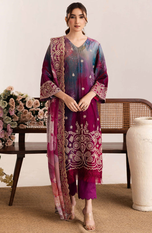 Sameel by Johra Embroidered Lawn Unstitched 3 Piece Suit - JH-251 - JH25SC - Purple - Summer Collection