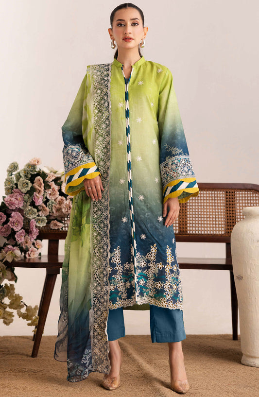 Sameel by Johra Embroidered Lawn Unstitched 3 Piece Suit - JH-252 - JH25SC - Green - Summer Collection