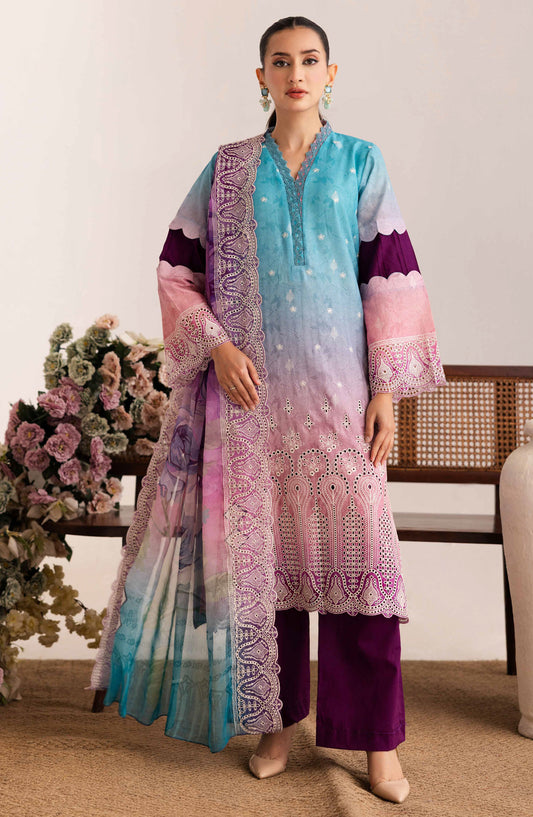 Sameel by Johra Embroidered Lawn Unstitched 3 Piece Suit - JH-257 - JH25SC - Blue - Summer Collection