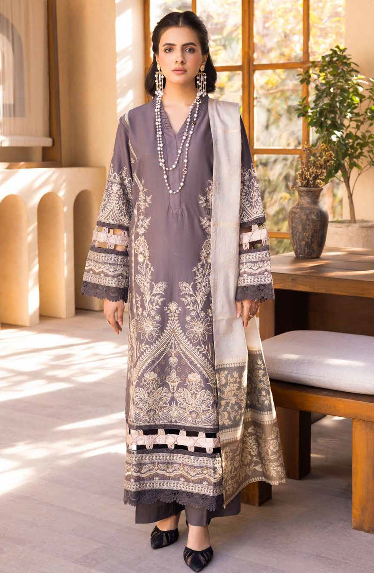 Azmin by Johra Embroidered Lawn Unstitched 3 Piece Suit - JH-35 - JH25AZL - Purple - Summer Collection