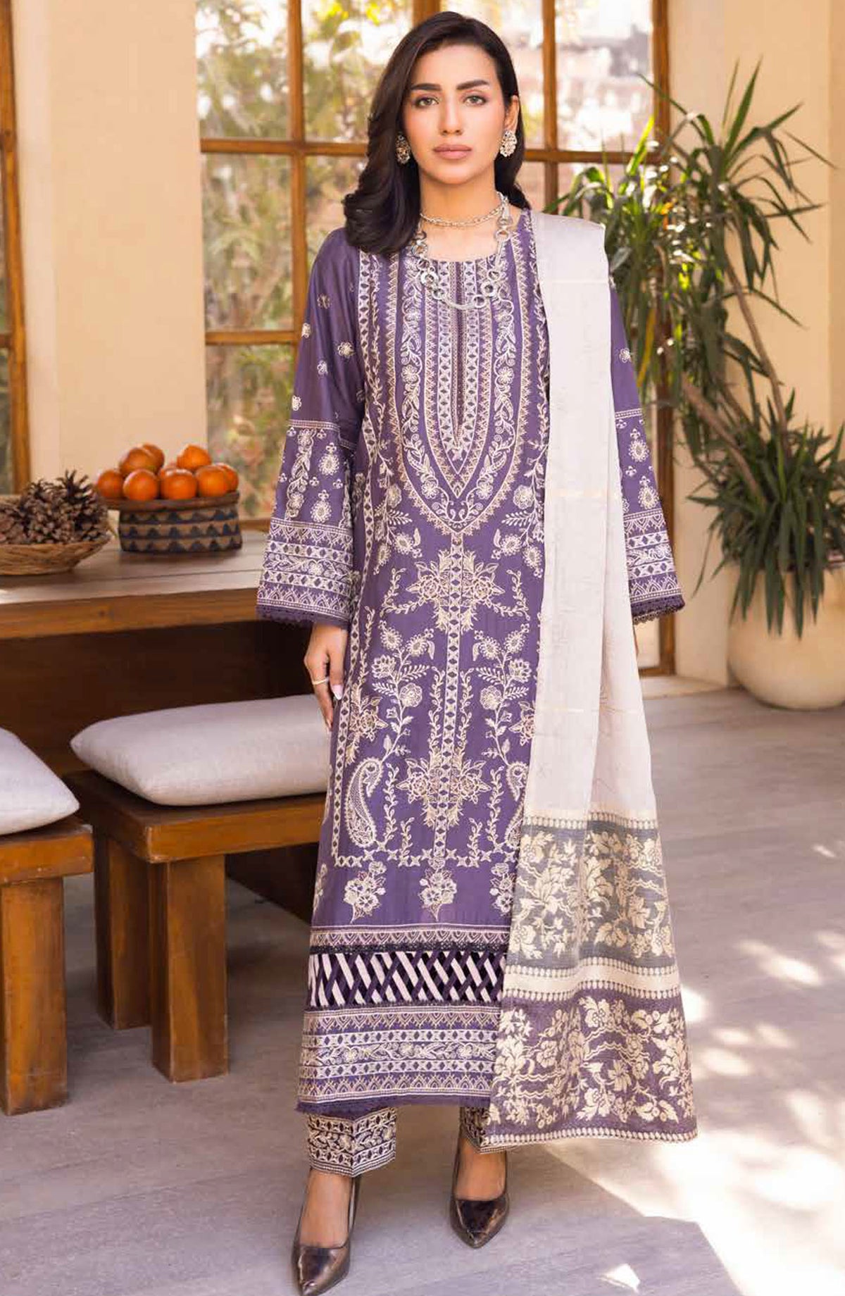 Azmin by Johra Embroidered Lawn Unstitched 3 Piece Suit - JH-37 - JH25AZL - Purple - Summer Collection