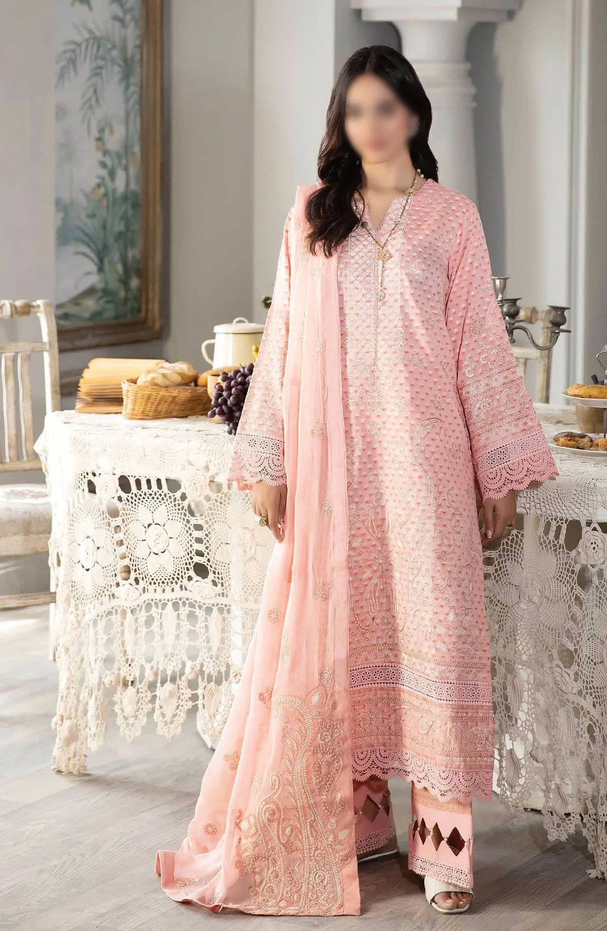 Johra Nasheman Embroidered Banarsi Jacquard Lawn Collection 2024 - JH 530