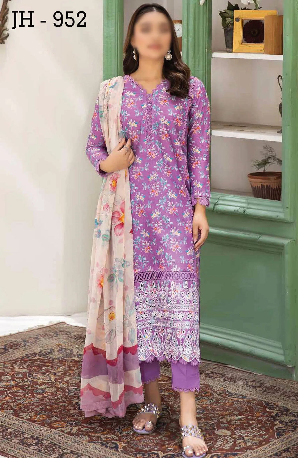Johra Maneli Embroidered Printed Chikankari Lawn Collection 2024 - JH 952