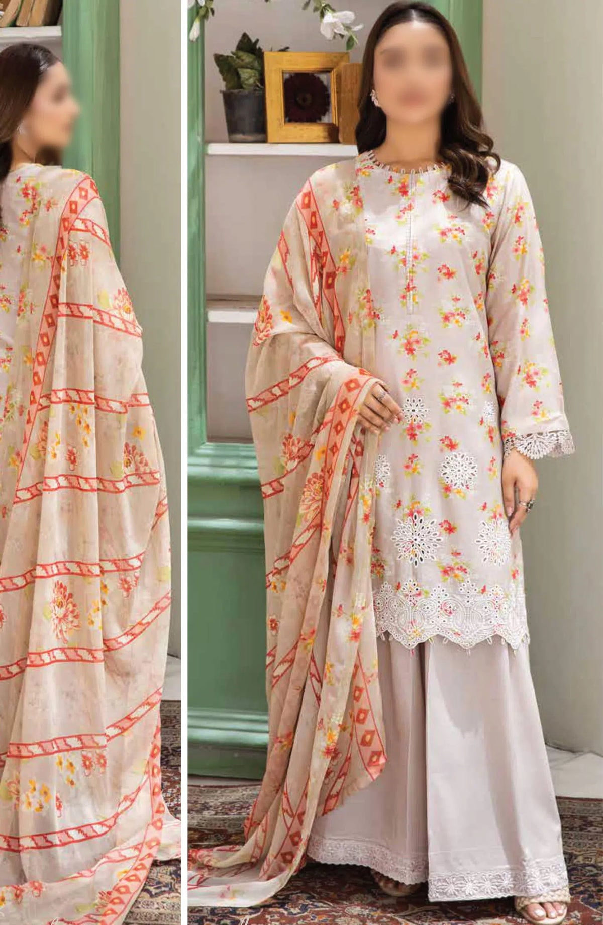 Johra Maneli Embroidered Printed Chikankari Lawn Collection 2024 - JH 953