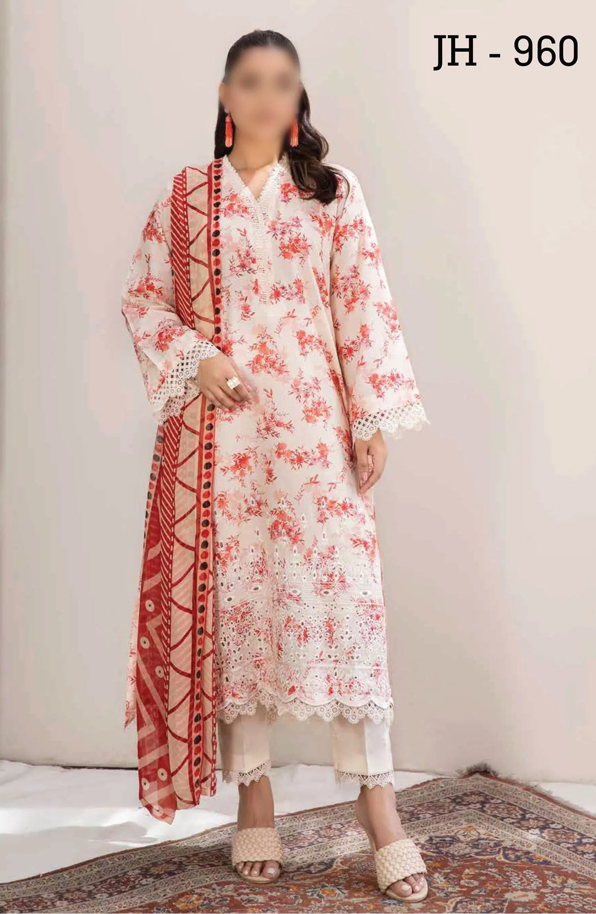 Johra Maneli Embroidered Printed Chikankari Lawn Collection 2024 - JH 960