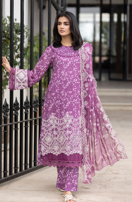 Zargona by Johra Embroidered Lawn Unstitched 3 Piece Suit - JH-206 - JO25ZL - Purple - Summer Collection