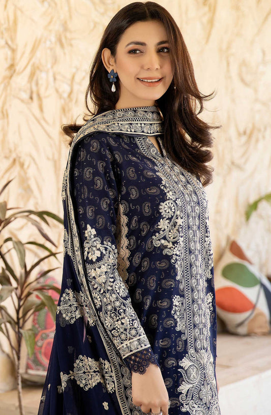 Afsoon by Johra Embroidered Banasri Jacquard Unstitched 3 Piece Suit - JH 571 - JO25ABJ - Blue - Festive Collection