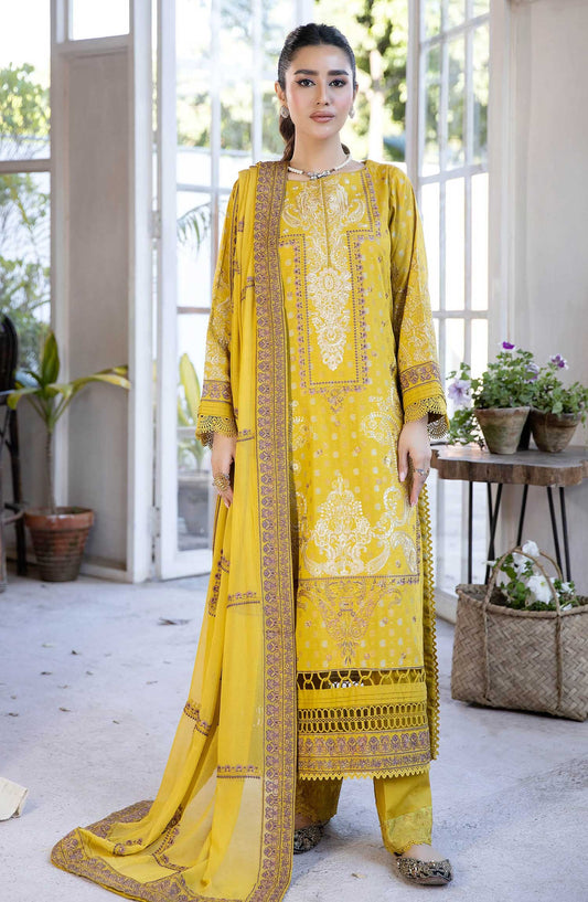Afsoon by Johra Embroidered Banasri Jacquard Unstitched 3 Piece Suit - JH 577 - JO25ABJ - Yellow - Festive Collection