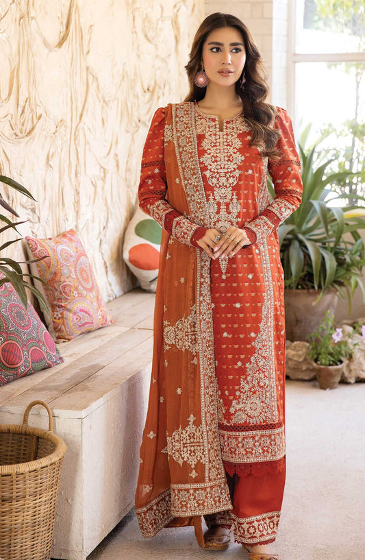 Afsoon by Johra Embroidered Banasri Jacquard Unstitched 3 Piece Suit - JH 578 - JO25ABJ - Red - Festive Collection
